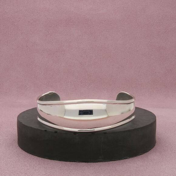 mexico sterling silver vintage beveled cuff bracelet size 7in - Picture 1 of 3